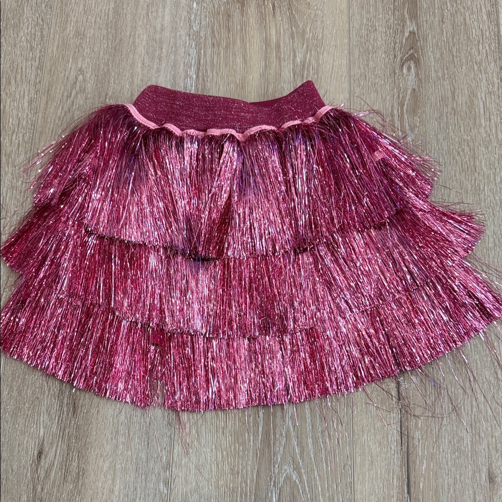Lola + The Boys Sparkling Fuchsia Fringe Skirt